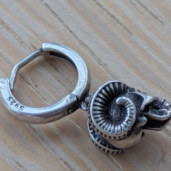 Single Skull Earring Sterling Silver - Picture 3 of 4